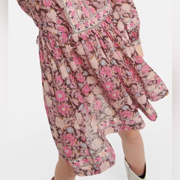 Isabel Marant Étoile Gilinesia Floral Cotton Peasant Minidress size 36/us size 4 - Picture 4 of 16